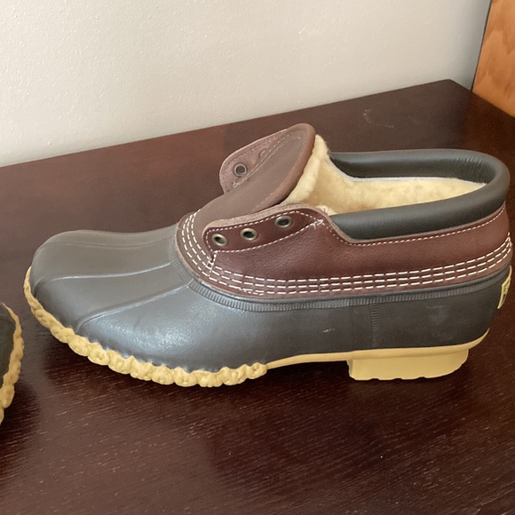 LL BEAN VINTAGE SHEARLING LINED DUCK BOOTS NWOT WARM dark Brown - Picture 10 of 11